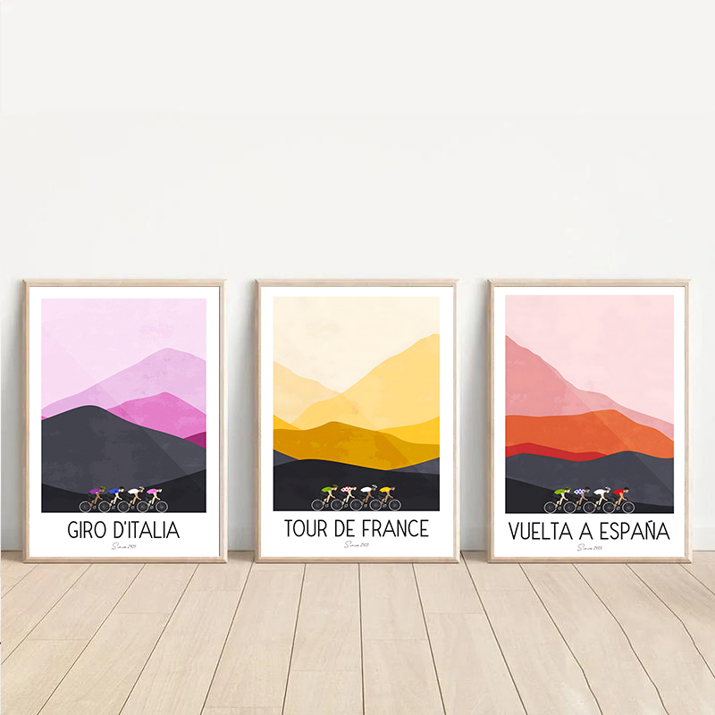 Mountain Biking Races - Aquarelle cyclisme course cycliste Tour De